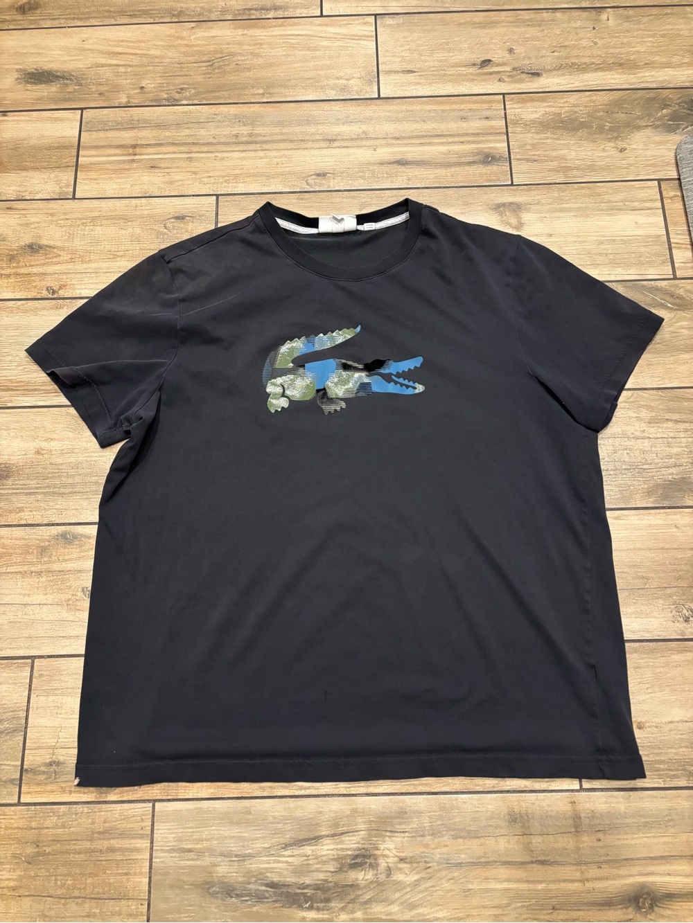 Lacoste Sport Big Logo T Shirt Womens 3XL Black Camo Crocodile Graphic Crewneck